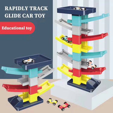 THE GLIDING RAIL CAR 6-LAYER TRACK BUILDING BLOCK TOY
